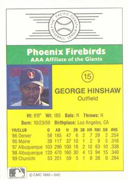 1990 CMC #542 George Hinshaw Back