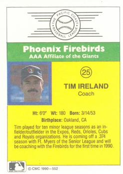 1990 CMC #552 Tim Ireland Back