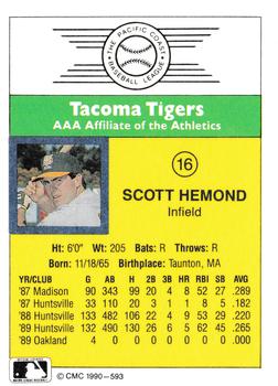 1990 CMC #593 Scott Hemond Back