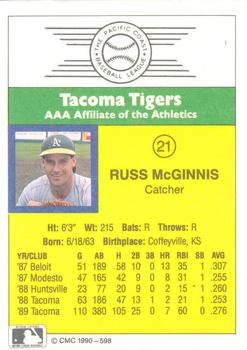 1990 CMC #598 Russ McGinnis Back