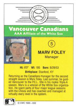 1990 CMC #632 Marv Foley Back
