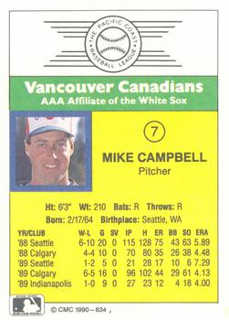 1990 CMC #634 Mike Campbell Back