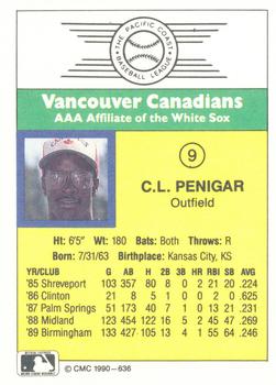 1990 CMC #636 C.L. Penigar Back