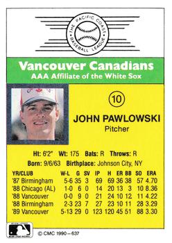1990 CMC #637 John Pawlowski Back