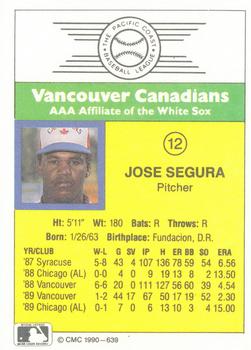 1990 CMC #639 Jose Segura Back