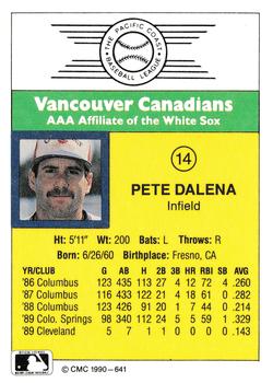 1990 CMC #641 Pete Dalena Back