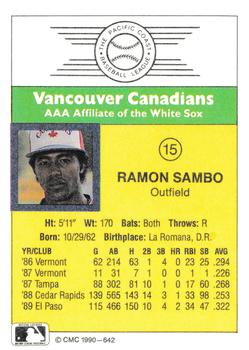 1990 CMC #642 Ramon Sambo Back