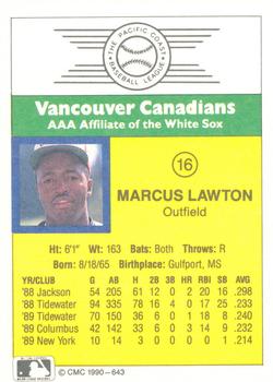 1990 CMC #643 Marcus Lawton Back