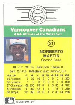 1990 CMC #648 Norberto Martin Back