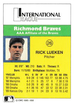 1990 CMC #656 Rick Luecken Back