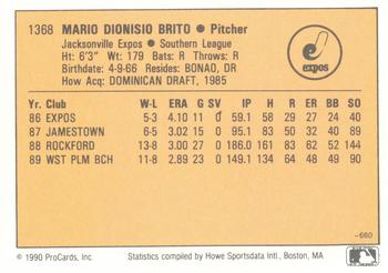 1990 CMC #660 Mario Brito Back