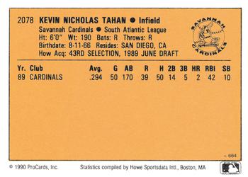 1990 CMC #664 Kevin Tahan Back