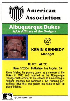1990 CMC #667 Kevin Kennedy Back