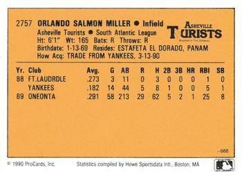 1990 CMC #668 Orlando Miller Back
