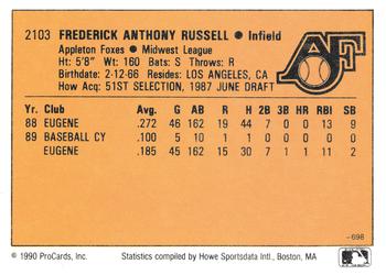 1990 CMC #698 Fred Russell Back