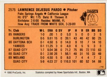 1990 CMC #710 Larry Pardo Back