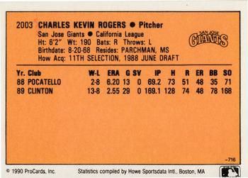 1990 CMC #716 Kevin Rogers Back