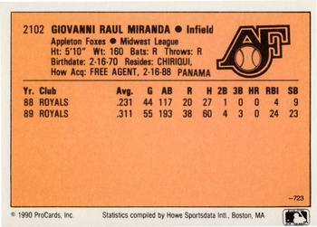 1990 CMC #723 Giovanni Miranda Back