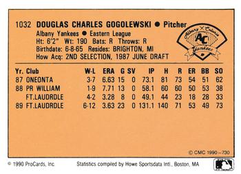1990 CMC #730 Doug Gogolewski Back