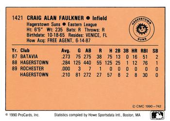 1990 CMC #742 Craig Faulkner Back