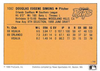 1990 CMC #749 Doug Simons Back
