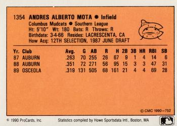 1990 CMC #752 Andy Mota Back