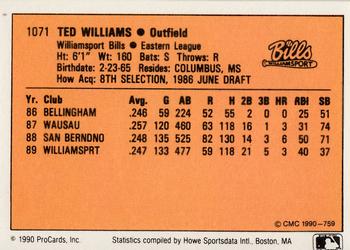 1990 CMC #759 Ted Williams Back