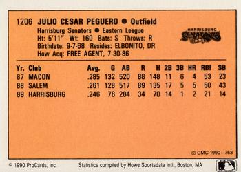 1990 CMC #763 Julio Peguero Back