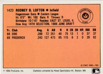 1990 CMC #765 Rodney Lofton Back