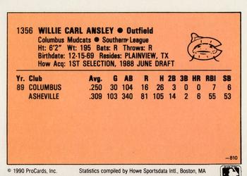 1990 CMC #810 Willie Ansley Back