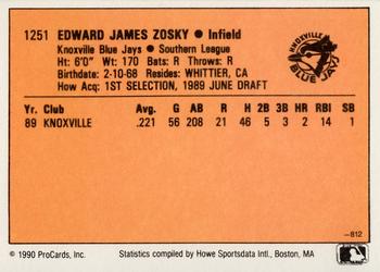 1990 CMC #812 Eddie Zosky Back