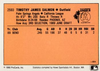 1990 CMC #854 Tim Salmon Back