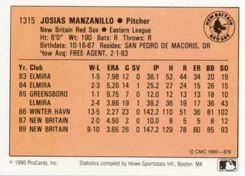 1990 CMC #879 Josias Manzanillo Back