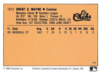 1990 CMC #780 Brent Mayne Back