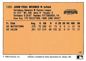 1990 CMC #788 John Wehner Back