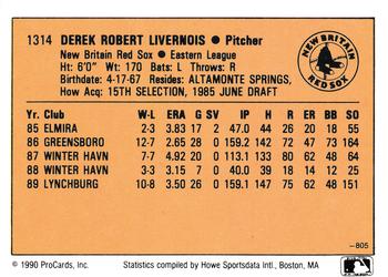 1990 CMC #805 Derek Livernois Back