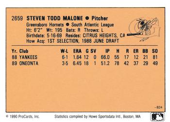 1990 CMC #824 Todd Malone Back