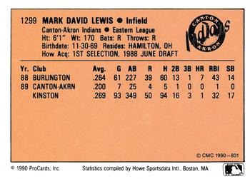 1990 CMC #831 Mark Lewis Back