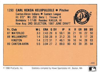 1990 CMC #835 Carl Keliipuleole Back