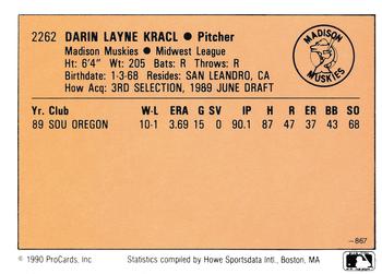 1990 CMC #867 Darin Kracl Back