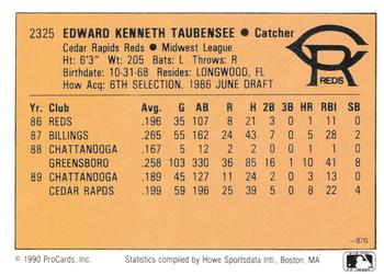 1990 CMC #876 Eddie Taubensee Back