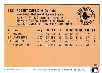 1990 CMC #880 Bob Zupcic Back