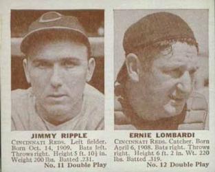 1941 Double Play (R330) #11-12 Jimmy Ripple / Ernie Lombardi Front