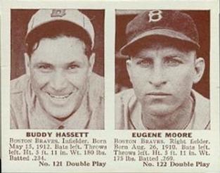 1941 Double Play (R330) #121-122 Buddy Hassett / Eugene Moore Front