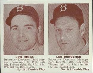 1941 Double Play (R330) #141-142 Lew Riggs / Leo Durocher Front