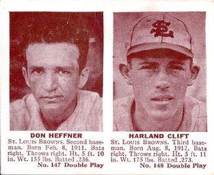 1941 Double Play (R330) #147-148 Don Heffner / Harlond Clift Front