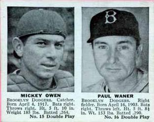1941 Double Play (R330) #15-16 Mickey Owen / Paul Waner Front