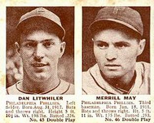 1941 Double Play (R330) #45-46 Danny Litwhiler / Pinky May Front