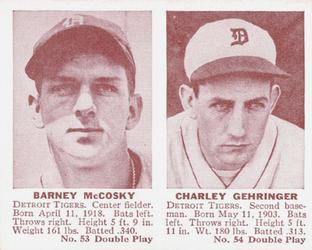 1941 Double Play (R330) #53-54 Barney McCosky / Charlie Gehringer Front
