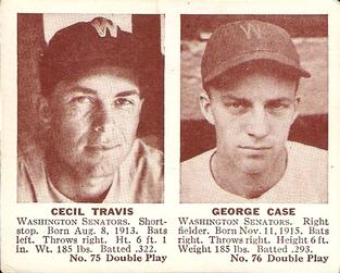 1941 Double Play (R330) #75-76 Cecil Travis / George Case Front